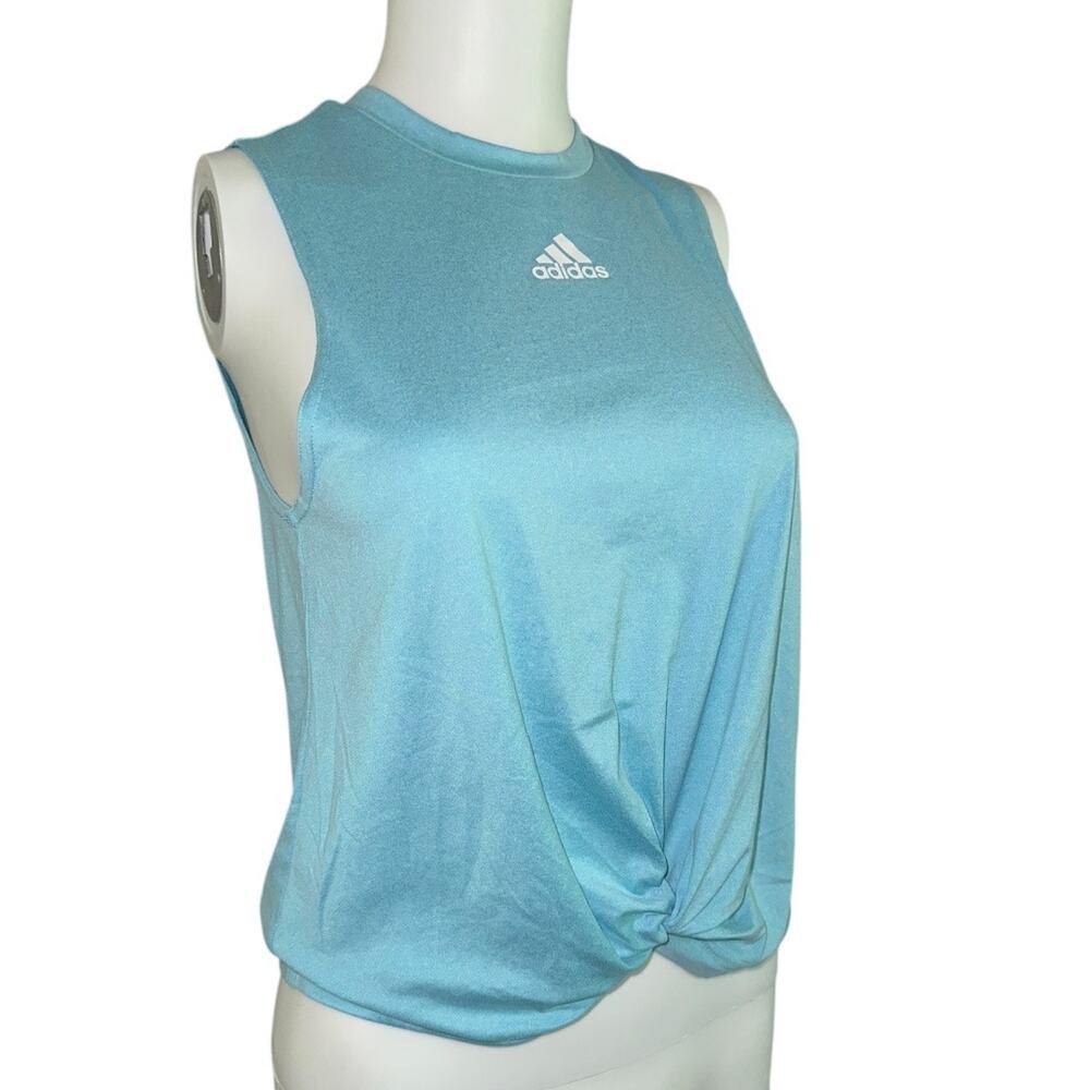 Nwt Adidas women’s extra small baby blue front tie sleeveless workout tee​